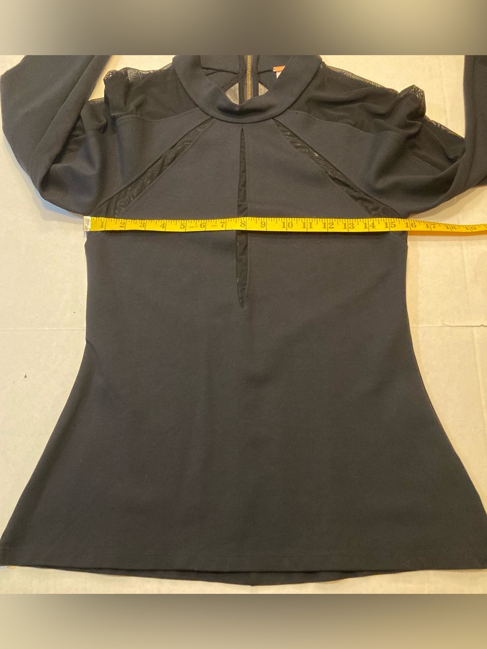 Free People Size L Monarch Black Mesh Long Sleeve Top - Picture 8 of 11